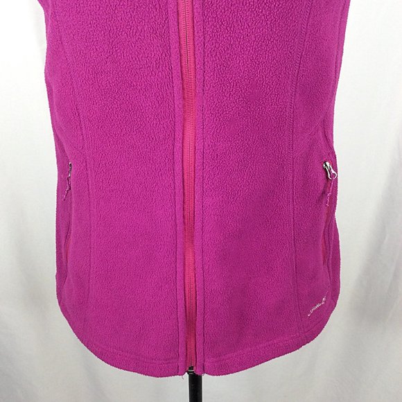 Eddie Bauer Polartec Fleece Vest Womens Size Medium Magenta Full Zip Pockets - Picture 7 of 8